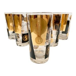Vintage Cera 22K Gold Coin Glasses – Set of 5 – Mid Century vintage Barware